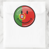 Sticker Rond Drapeau portugais souriant (Sac)