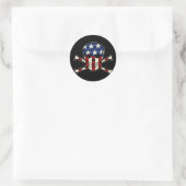 Sticker Rond Drapeau Punisher Skull Americana (Sac)