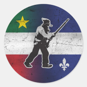 Sticker Rond Drapeau Québec et Patriote Henri Julien érodé