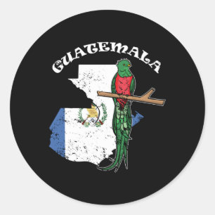 Sticker Rond Drapeau Quetzal Bird Guatemala Cha Guatemala