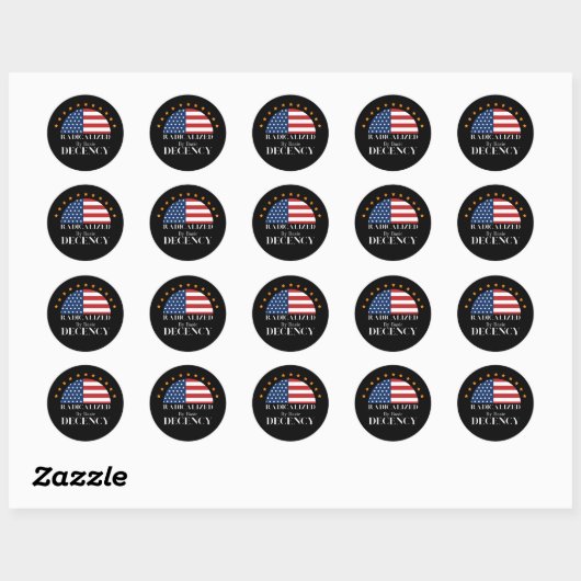 Sticker Rond Drapeau Radical par Basic Decency USA (Feuille)