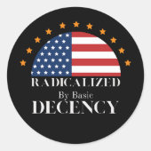 Sticker Rond Drapeau Radical par Basic Decency USA (Devant)
