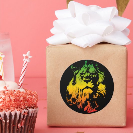 Sticker Rond Drapeau Rastafari Lion de Juda de couleur (Fête)