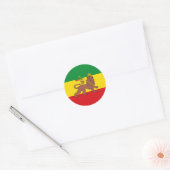 Sticker Rond Drapeau rastafarien d'Ethiopie Lion de Juda Postca (Enveloppe)