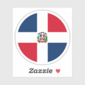 Sticker rond Drapeau République Dominicaine (Feuille)