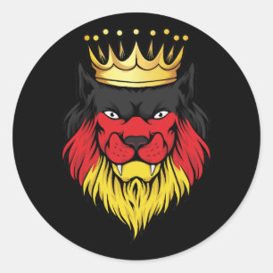 Sticker Rond Drapeau Roi Lion Allemagne