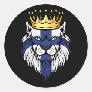 Sticker Rond Drapeau roi lion de Finlande