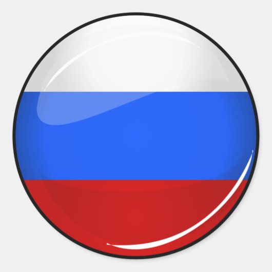 Sticker Rond Drapeau rond brillant de Russie (Devant)