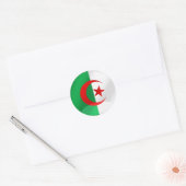 Sticker Rond Drapeau rond d'Algérie avec reflets chromés (Enveloppe)