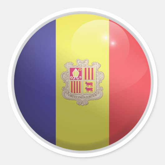 Sticker Rond Drapeau rond d'Andorre (Devant)