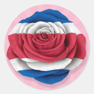Sticker Rond Drapeau rose de Rican de côte sur le rose
