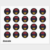 Sticker Rond Drapeau Rose Et Crâne (Feuille)