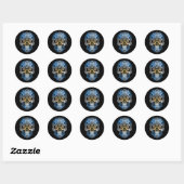 Sticker Rond Drapeau Rose et crâne argentin (Feuille)