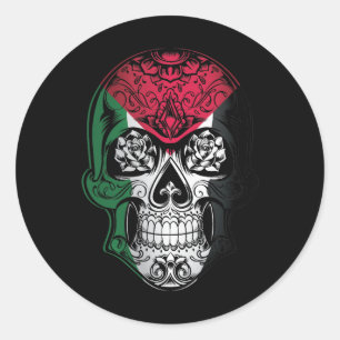 Sticker Rond Drapeau Rose et crâne palestinien