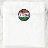 Sticker Rond Drapeau Rose hongrois noir (Sac)