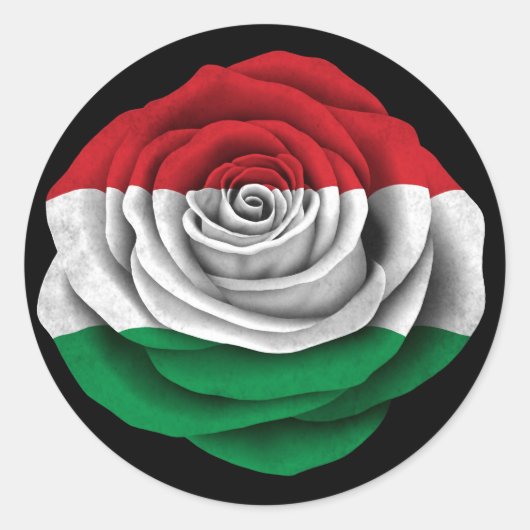 Sticker Rond Drapeau Rose hongrois noir (Devant)