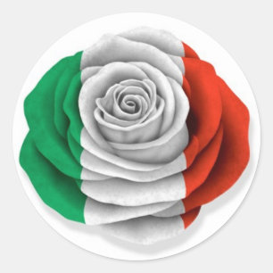 Sticker Rond Drapeau Rose italien blanc