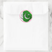 Sticker Rond Drapeau Rose pakistanais rose (Sac)