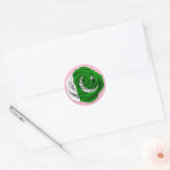 Sticker Rond Drapeau Rose pakistanais rose (Enveloppe)