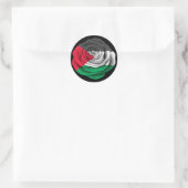Sticker Rond Drapeau Rose palestinien noir (Sac)