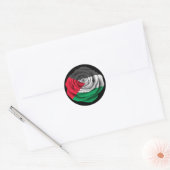 Sticker Rond Drapeau Rose palestinien noir (Enveloppe)