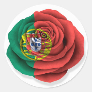 Sticker Rond Drapeau Rose portugais blanc