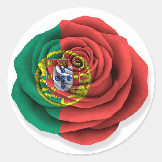Sticker Rond Drapeau Rose portugais blanc (Devant)