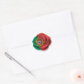 Sticker Rond Drapeau Rose portugais blanc (Enveloppe)