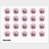 Sticker Rond Drapeau rose Tracteur Baby shower fille d'aquarell (Feuille)