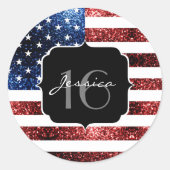 Sticker Rond Drapeau rouge bleu étincelant parties scintillant (Devant)