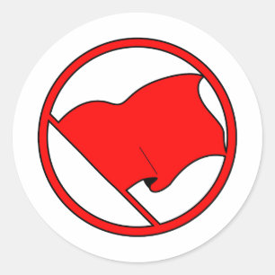 Sticker Rond Drapeau rouge orange rose clair sans symbole blanc