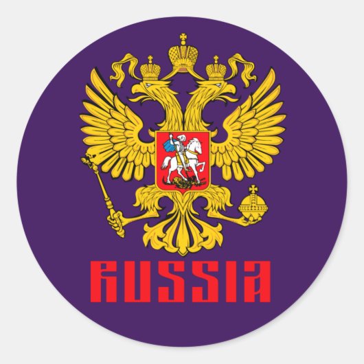 Sticker Rond Drapeau russe Aigle impérial Russie orthodoxe (Devant)