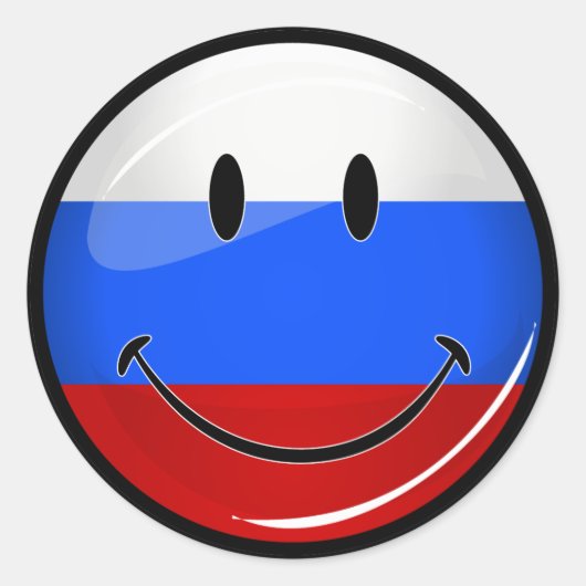 Sticker Rond Drapeau russe souriant (Devant)