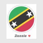 Sticker rond Drapeau Saint-Kitts-et-Nevis (Feuille)