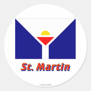 Sticker Rond Drapeau Saint-Martin avec nom