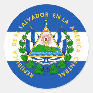 Sticker Rond Drapeau salvadorien et armoiries, El Salvador