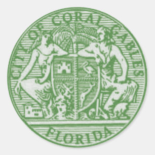 Sticker Rond Drapeau/sceau des pignons de corail, Floride