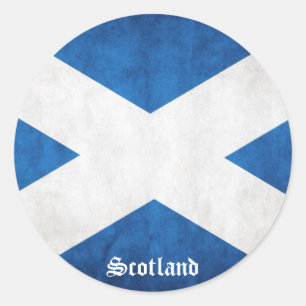 Sticker Rond Drapeau Scotland Grunge