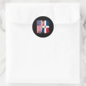 Sticker Rond Drapeau semi-dominicain Usa (Sac)