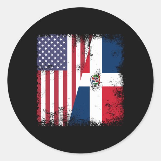 Sticker Rond Drapeau semi-dominicain Usa (Devant)