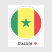 Sticker rond Drapeau Sénégal (Feuille)