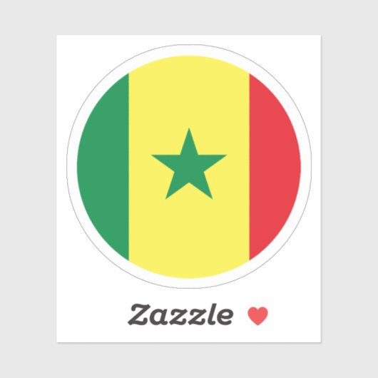 Sticker rond Drapeau Sénégal (Feuille)