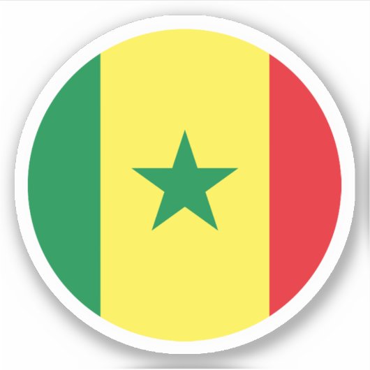 Sticker rond Drapeau Sénégal (Devant)