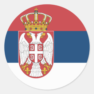 Sticker Rond Drapeau serbe