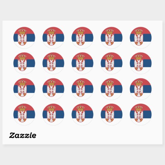 Sticker Rond Drapeau Serbie (Feuille)