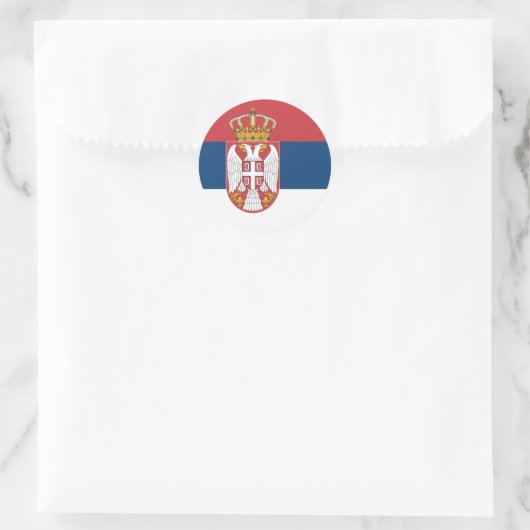 Sticker Rond Drapeau Serbie (Sac)