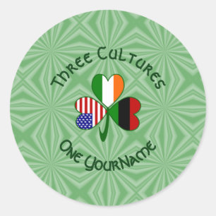 Sticker Rond Drapeau Shamrock Irlandais Afro-Américain Personna
