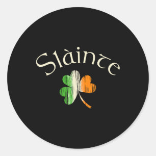 Sticker Rond Drapeau Shamrock Irlandais Slainte D'Irlande St pa