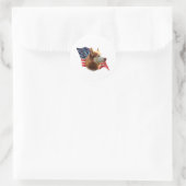 Sticker Rond Drapeau sibérien Husky (rouge) (Sac)