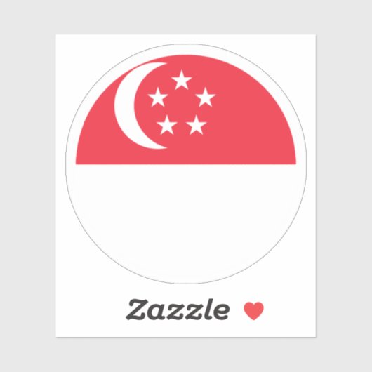 Sticker rond Drapeau Singapour (Feuille)